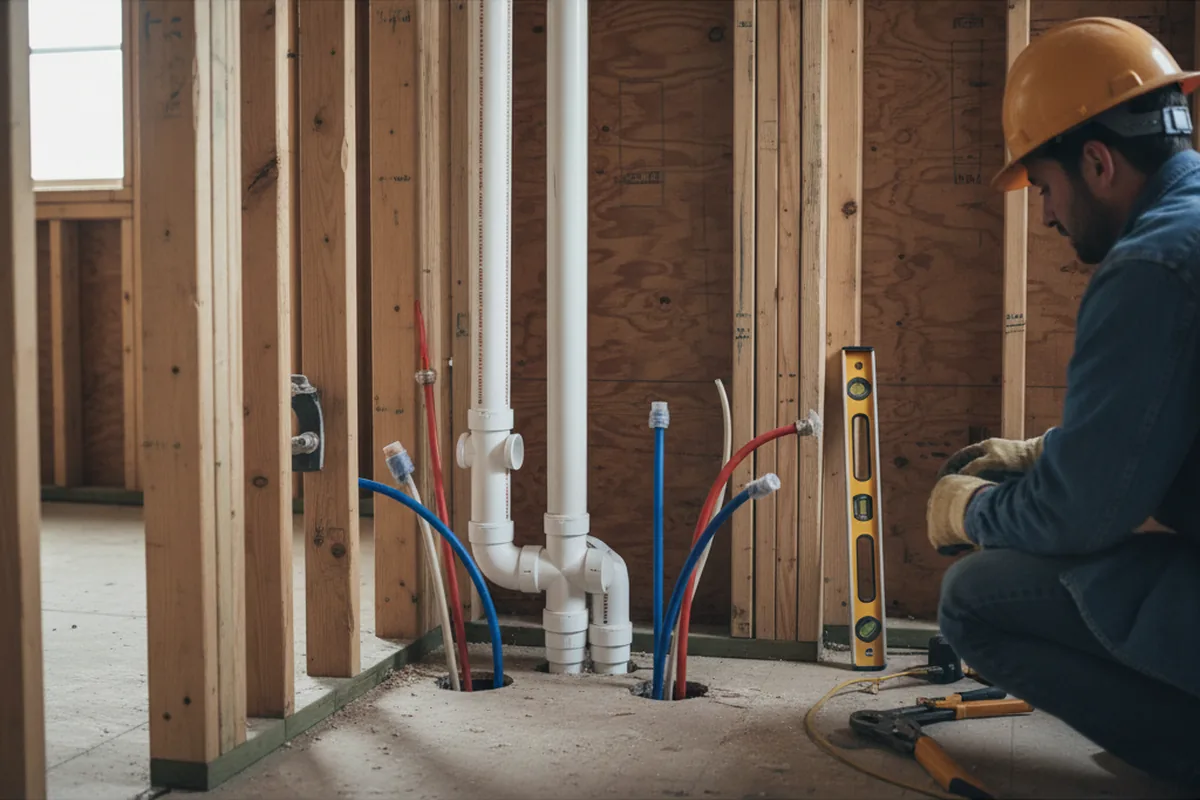 Drain and supply rough-in during Leak Detection in Hyndman
