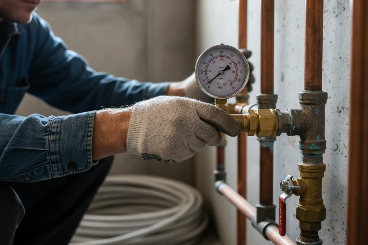 Pressure testing a repaired line during Water Line Repair in Hyndman
